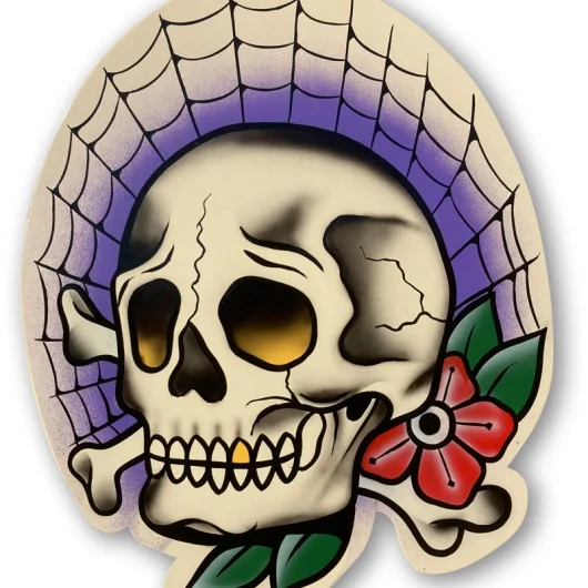 Letrero-Calavera-tattoo-tradicional-Pintado-a-mano