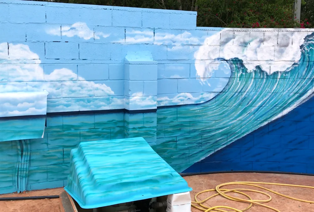 pintura mural Pintando-obstáculos-que-sobresalen-del-muro