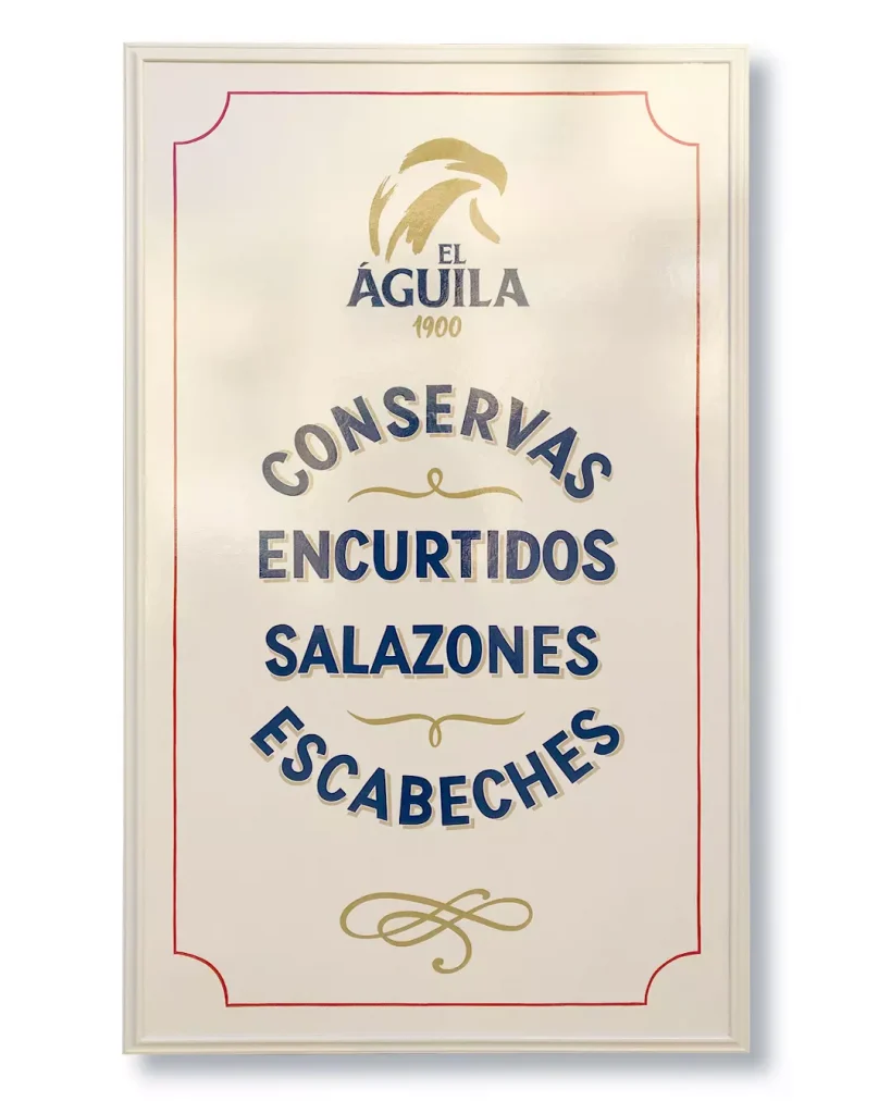 Letrero estilo antiguo de Conservas Encurtidos Salazones Escabeches