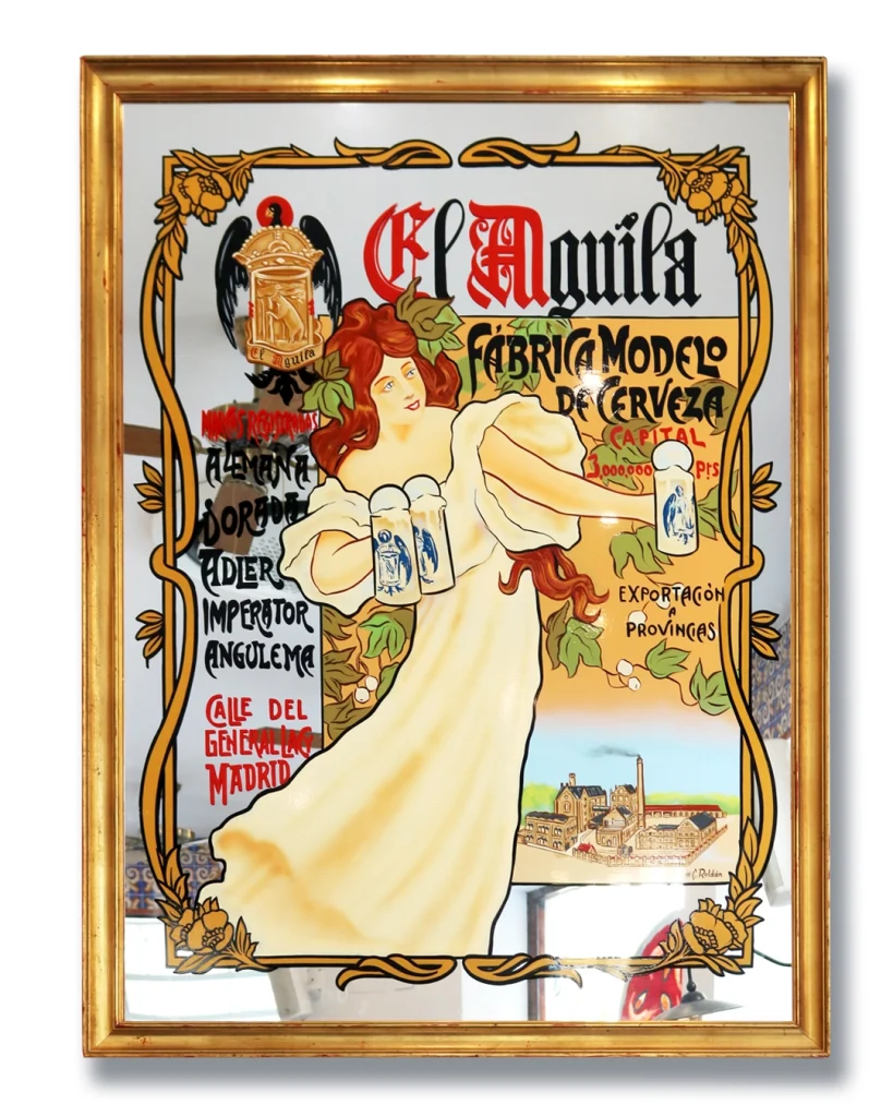 Espejo estilo antiguo Art Noveau pintado a mano