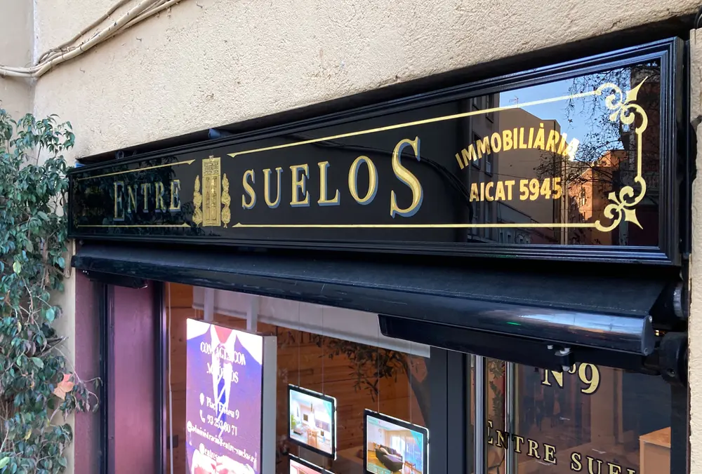 Rótulos Antiguos Elegantes en Vidrio con Pan de Oro